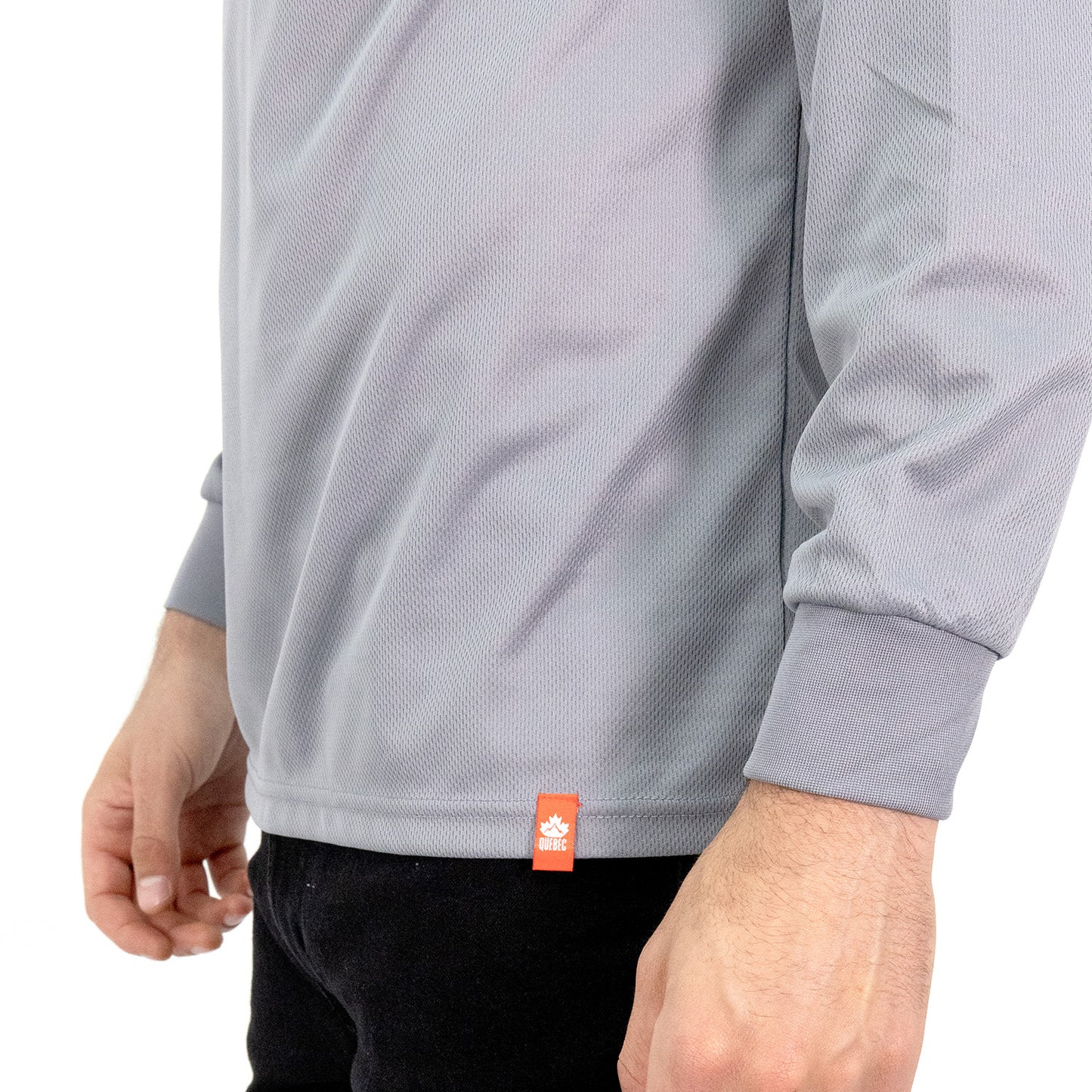 Polera Cooldry Quebec Manga Larga Gris