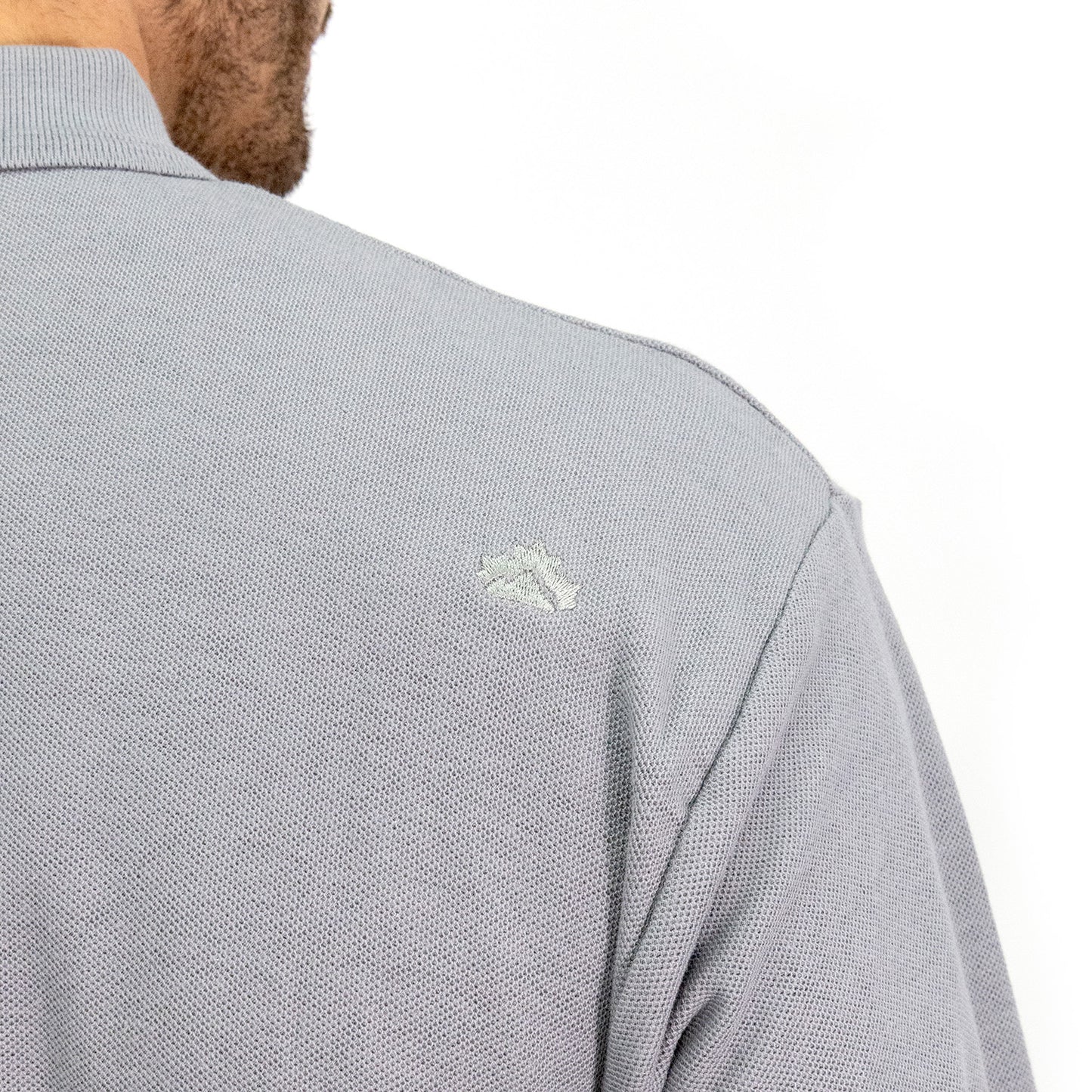 Polera Pique Quebec Manga Larga Gris Hombre