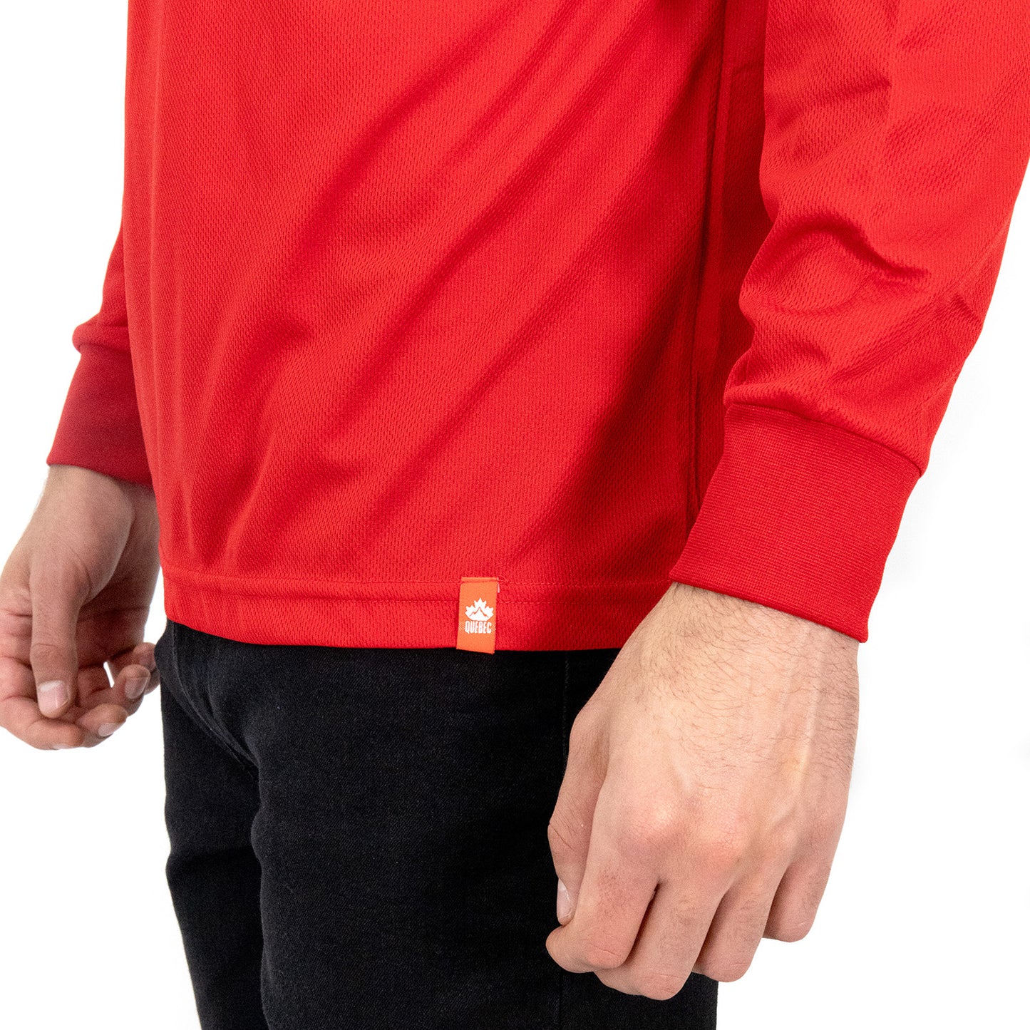 Polera Cooldry Quebec Manga Larga Rojo Hombre