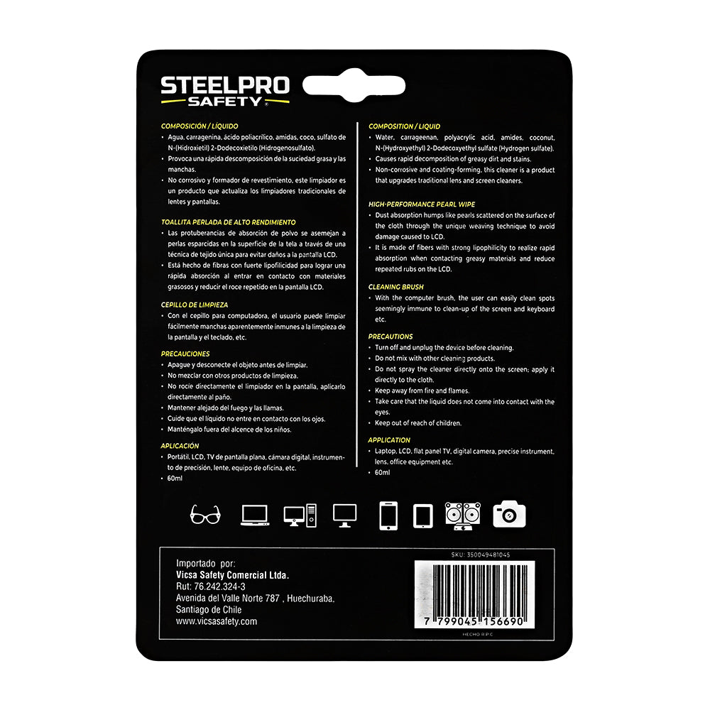 Kit de Limpieza para Lentes y Pantallas Steelpro
