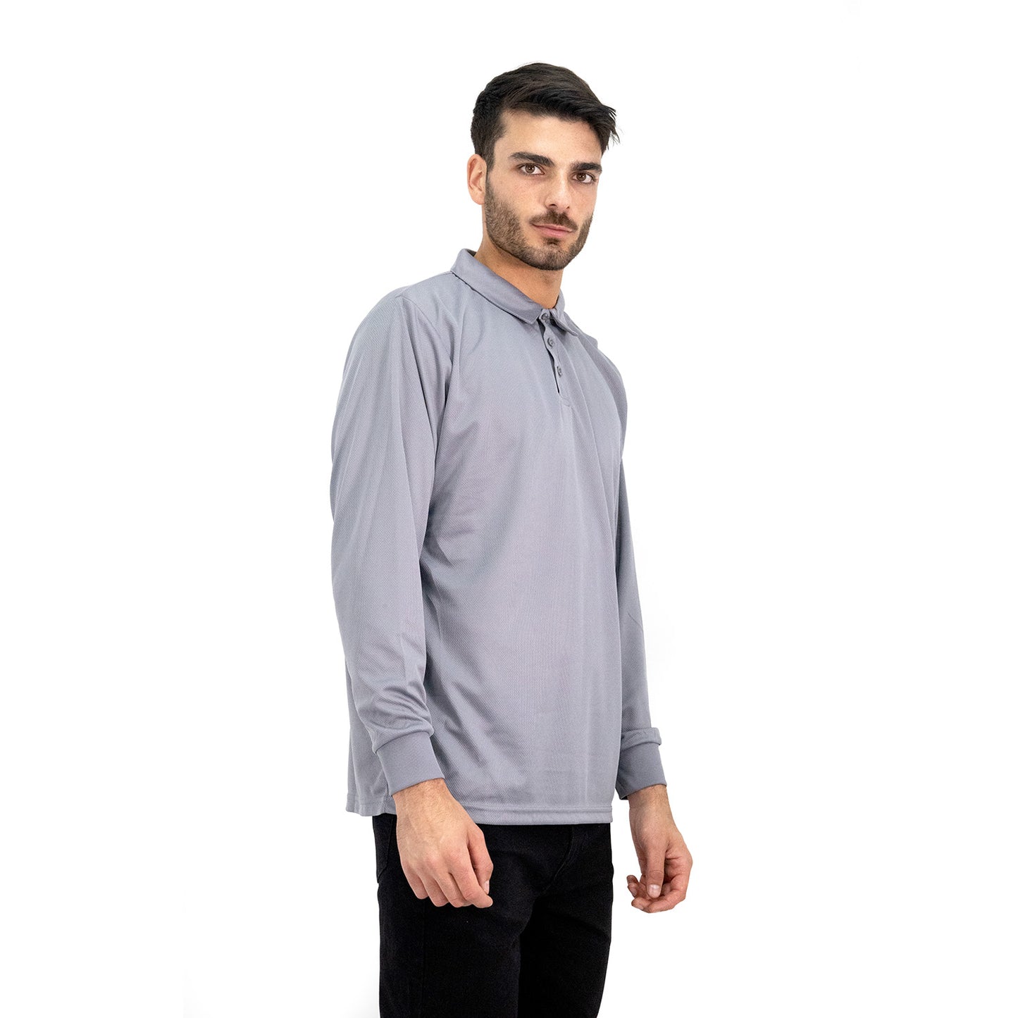 Polera Cooldry Quebec Manga Larga Gris