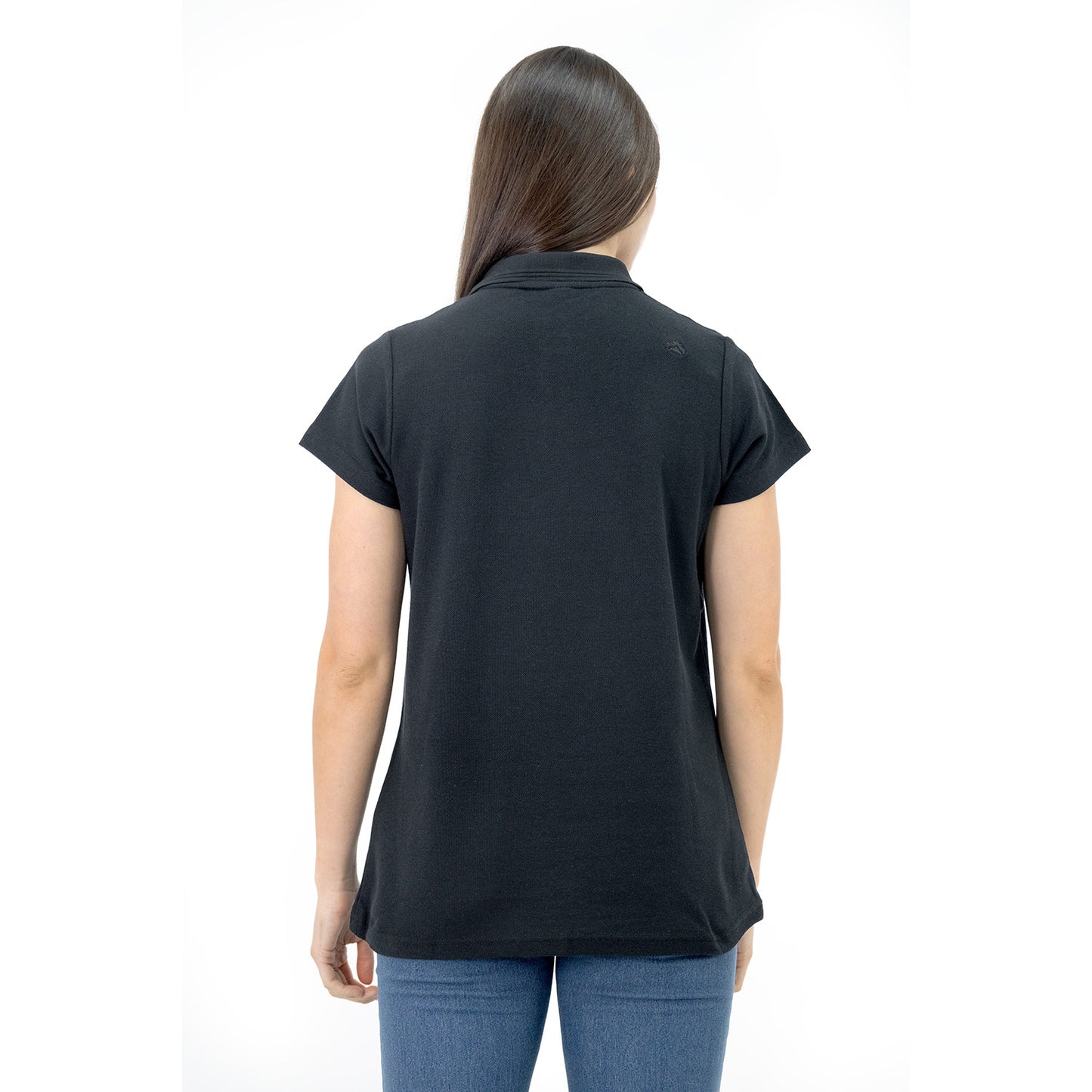 Polera Pique Quebec Manga Corta Negro Mujer