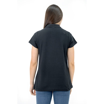 Polera Pique Quebec Manga Corta Negro Mujer