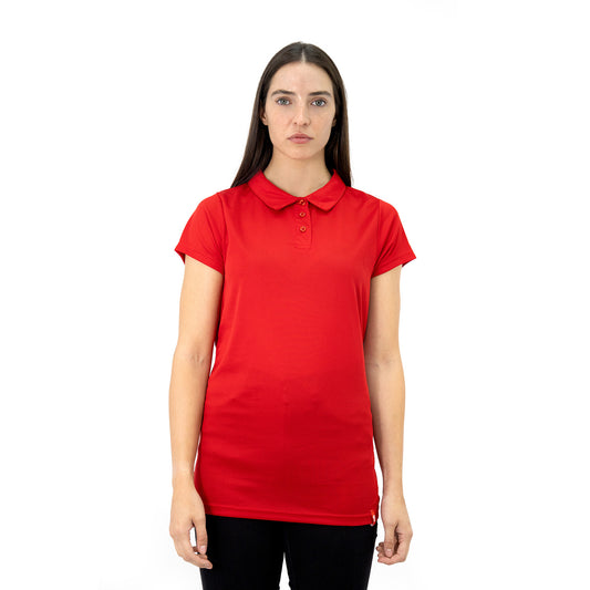 Polera Cooldry Quebec Manga Corta Rojo Mujer