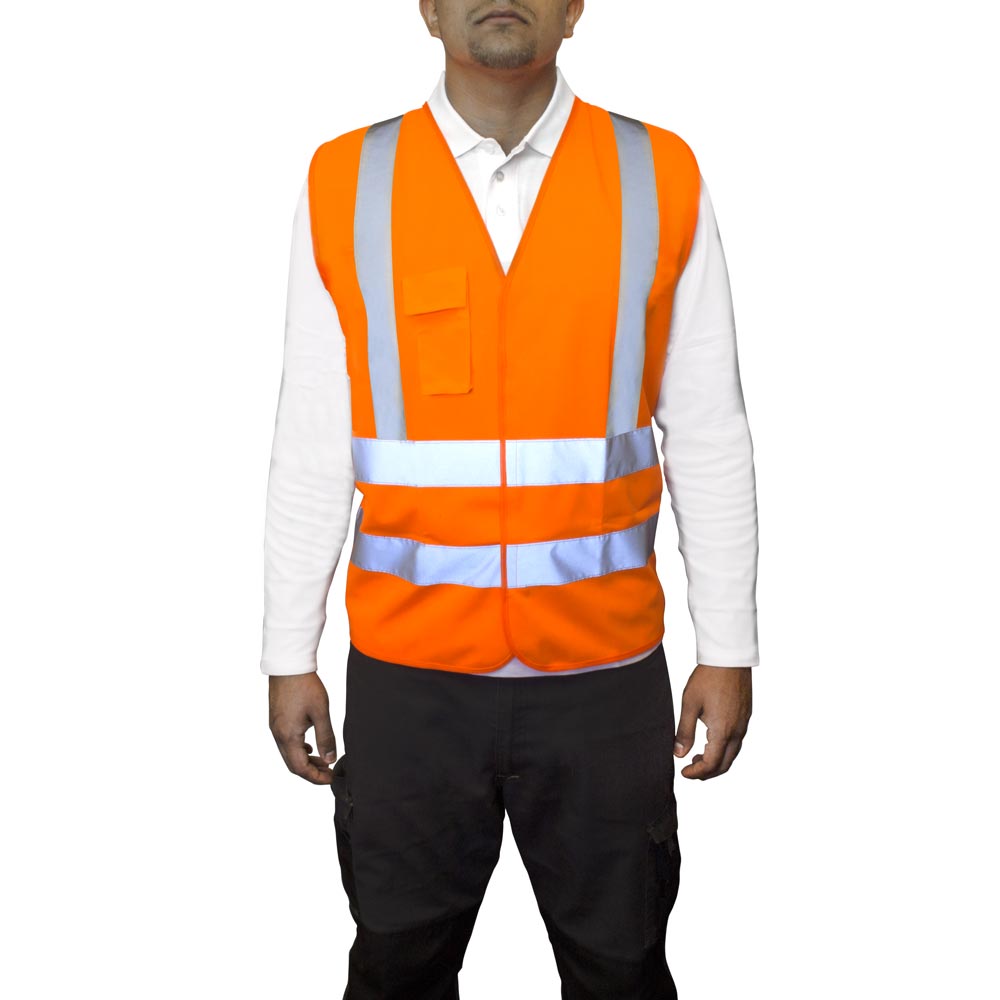 Chaleco Reflectivo Naranjo 4 Cintas Certificado Clase II En20471 - Tamaño Único