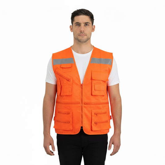 Chaleco Geólogo Gabardina con Cinta Naranjo