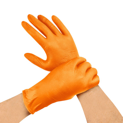 Guante nitrilo texturizado Naranjo 8gr Steelpro Raven 100uds