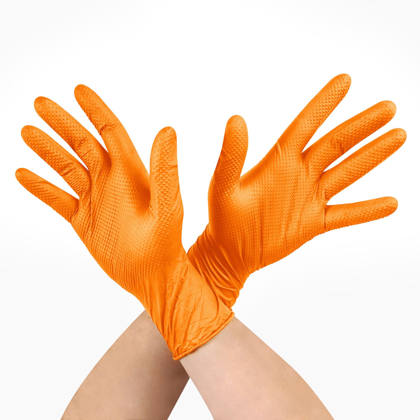 Guante nitrilo texturizado Naranjo 8gr Steelpro Raven 100uds