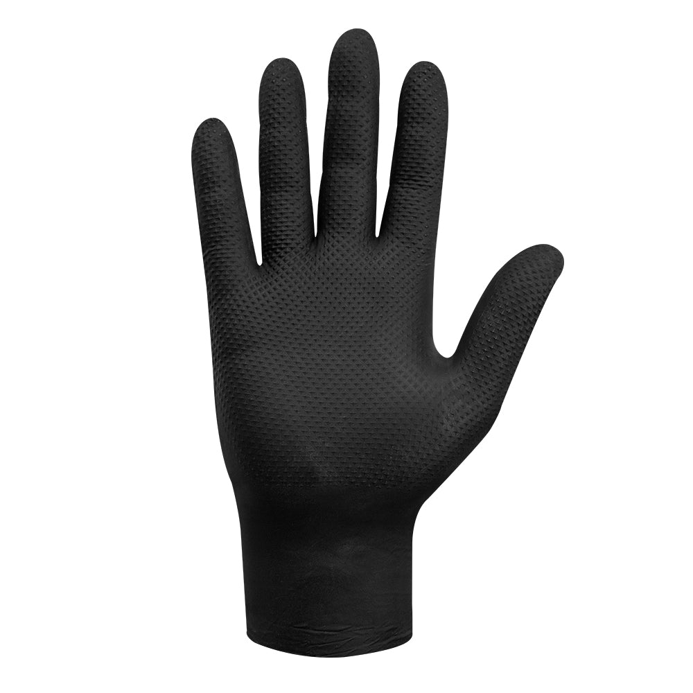 GUANTE RAVEN NITRILO TEXTURIZADO NEGRO 8.0 GR STEELPRO CAJA 50 UND