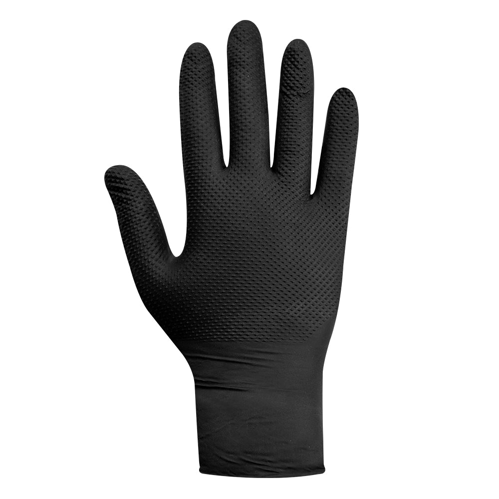 GUANTE RAVEN NITRILO TEXTURIZADO NEGRO 8.0 GR STEELPRO CAJA 50 UND