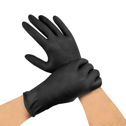 GUANTE RAVEN NITRILO TEXTURIZADO NEGRO 8.0 GR STEELPRO CAJA 50 UND