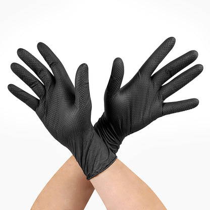 GUANTE RAVEN NITRILO TEXTURIZADO NEGRO 8.0 GR STEELPRO CAJA 50 UND