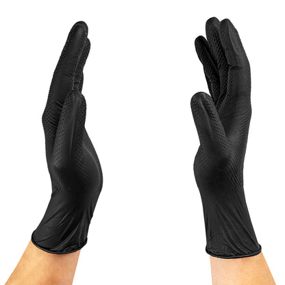 GUANTE RAVEN NITRILO TEXTURIZADO NEGRO 8.0 GR STEELPRO CAJA 50 UND