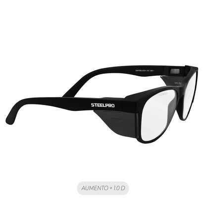 Lente Seguridad Safeblack Claro Full Reader +1.0D Steelpro