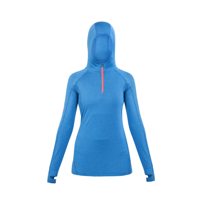 Polera Dry Fit Hw Spx C/ Gorro Manga Larga Mujer Blue