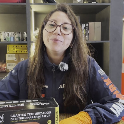 Guante nitrilo texturizado Naranjo 8gr Steelpro Raven 100uds